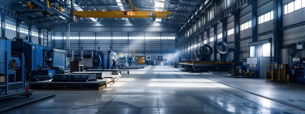 a modern, well-lit metal fabrication workshop showcases skilled technicians assessing high-quality metal components, with precision machines in the background highlighting the dynamic evaluation process of a reliable fabricator.